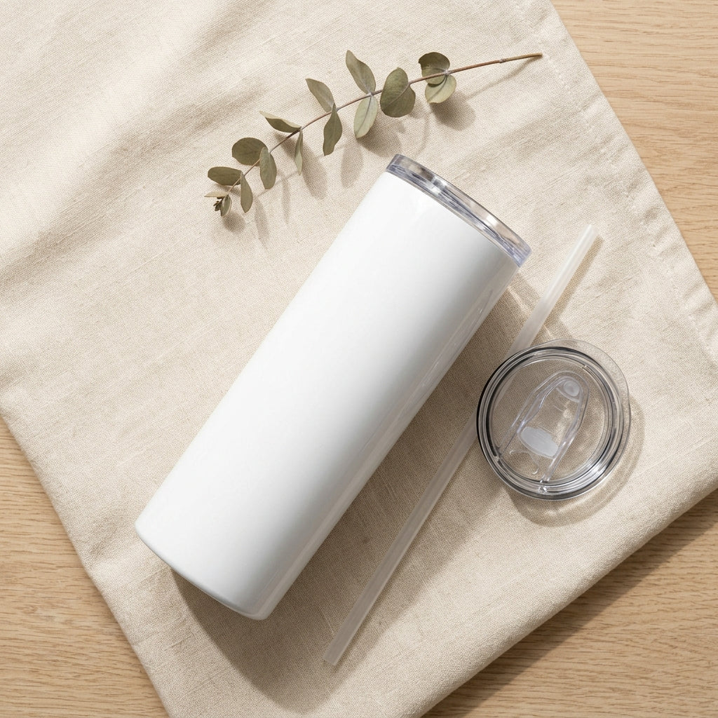 20oz Skinny Sublimation Tumbler Clean Flat-Lay Mockup | Digital Download | POD Design Template | Commercial Use
