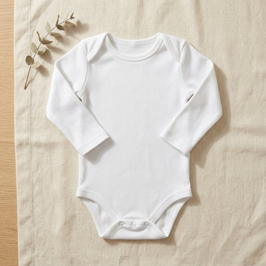 Baby Rib Bodysuit (Long Sleeve) Clean Flat-Lay Mockup | Digital Download | POD Design Template | Commercial Use