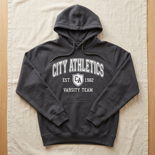 Charcoal Hoodie Mockup | Neckline Detail