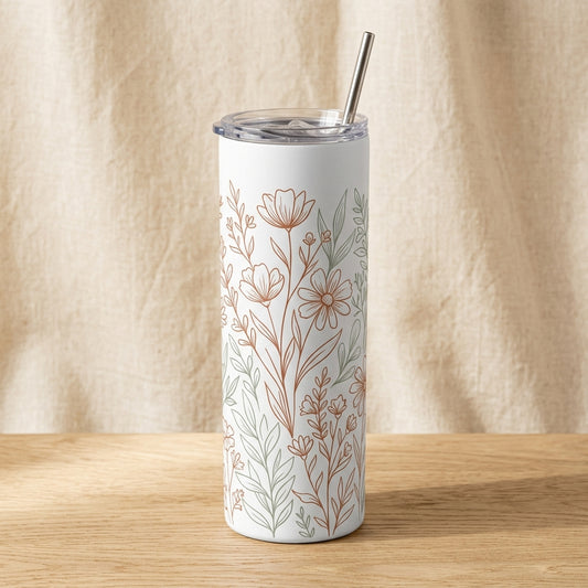 20oz Skinny Sublimation Tumbler Lifestyle In-Use Mockup | Digital Download | POD Design Template | Commercial Use